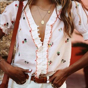 Sesame white embroidered Andrea blouse